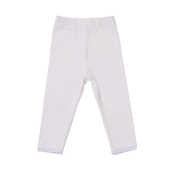 leggings in white color with elasticated waist and ankle trim