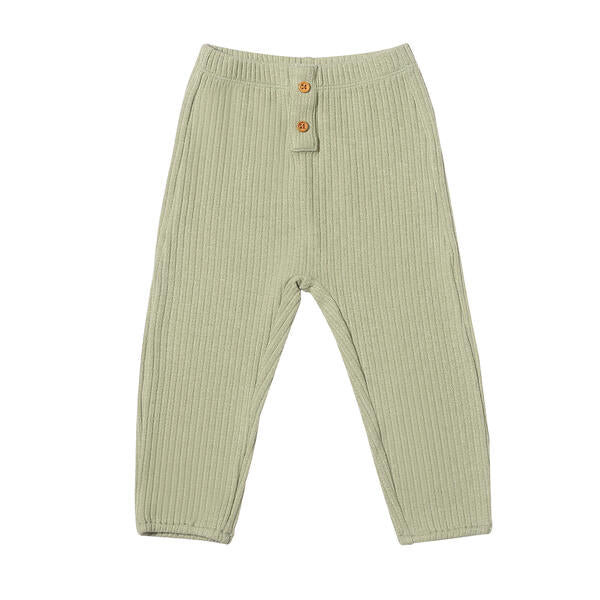 green ribbed jersey sweat pants 2 button detail on front 