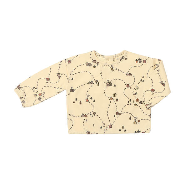  sweat top in cream with village map print back opening 